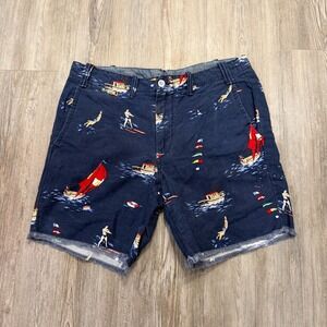 Polo Ralph Lauren Mens 32 Straight Fit Sailboat Pattern Linen Blend Shorts
